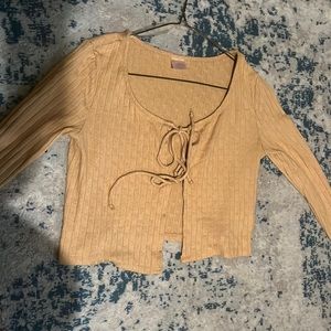 Yellow cardigan crop top. size: large (11-13)